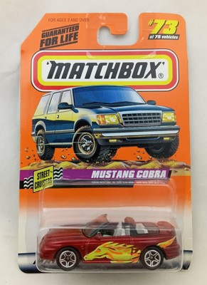 Matchbox MUSTANG COBRA METALLIC RED W/ YLW &amp; ORNGE HORSE DRAWING ON SIDE