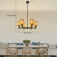 6-Head Chandelier Industrial Ceiling Lamp Pendant Light Hanging Lamp Dimmable