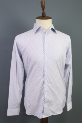 Eton Slim Fit Blue Pinstripe Poplin Long Sleeve Button Down Dress Shirt 42 / 17