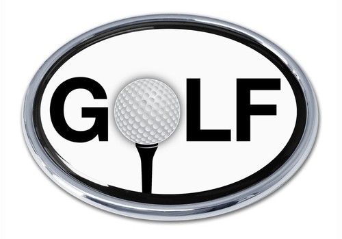 Golf Chrome Auto Emblem (GOLF with Ball & Tee) (Oval) - 第 1/3 張圖片