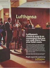 Vintage Print Ad Lufthansa Airlines - Check-In Area - Jan 1989 10.75"x8"