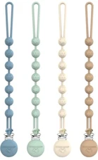 NIB Cuddle Campus 4 Pack Silicone Pacifier Clip Holders W/ One Piece Design