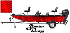 Boat Wrap Modern Abstract Red Hexagon Fishing Bass Graphic Kit Vinyl Decal Fish Boat Wrap Modern Abstract Red Hexagon Fishing Bass Graphic Kit Vinyl Decal Fish