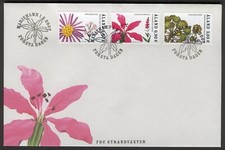 Aland H38 FDC 2007 Set Flowers Under face
