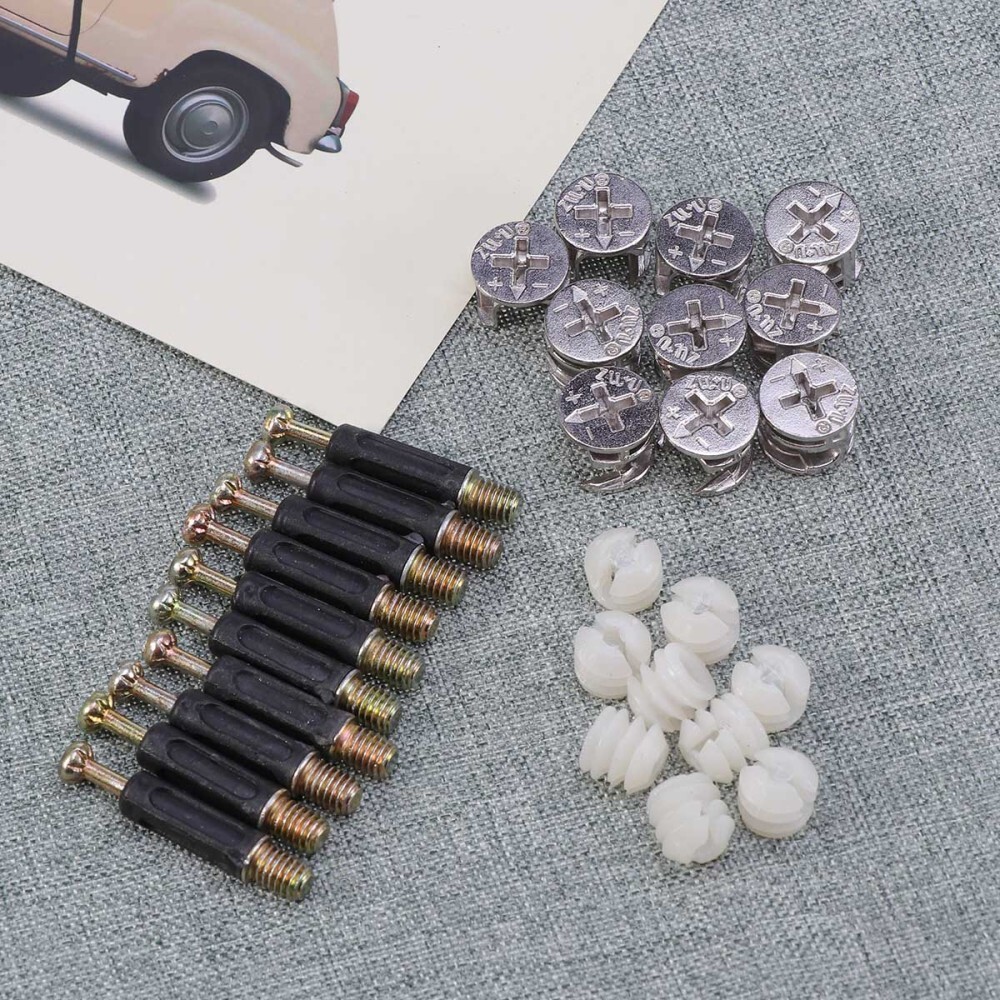 10 Sets Cam Lock Nuts Screws Hardware Connector Furniture Connectors Pin