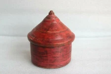 Old Vintage Wooden Tika Kumum Box Indian Temple Home Decor Collectible
