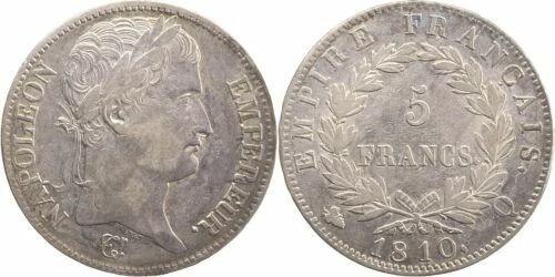 Pièces de monnaie françaises de 5 francs argent sur Napoléon