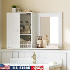 Wall Mounted Storage Cabinet W/ Mirror Adjustable Shelf Bathroom Organizer New