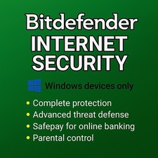 Bitdefender Internet Security - 3 Years 5 Devices Windows Devices Only 