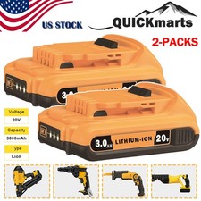 2 Packs 20V 3.0Ah Lithium Battery Replacement for Dewalt 20V MAX DCB203 DCB201