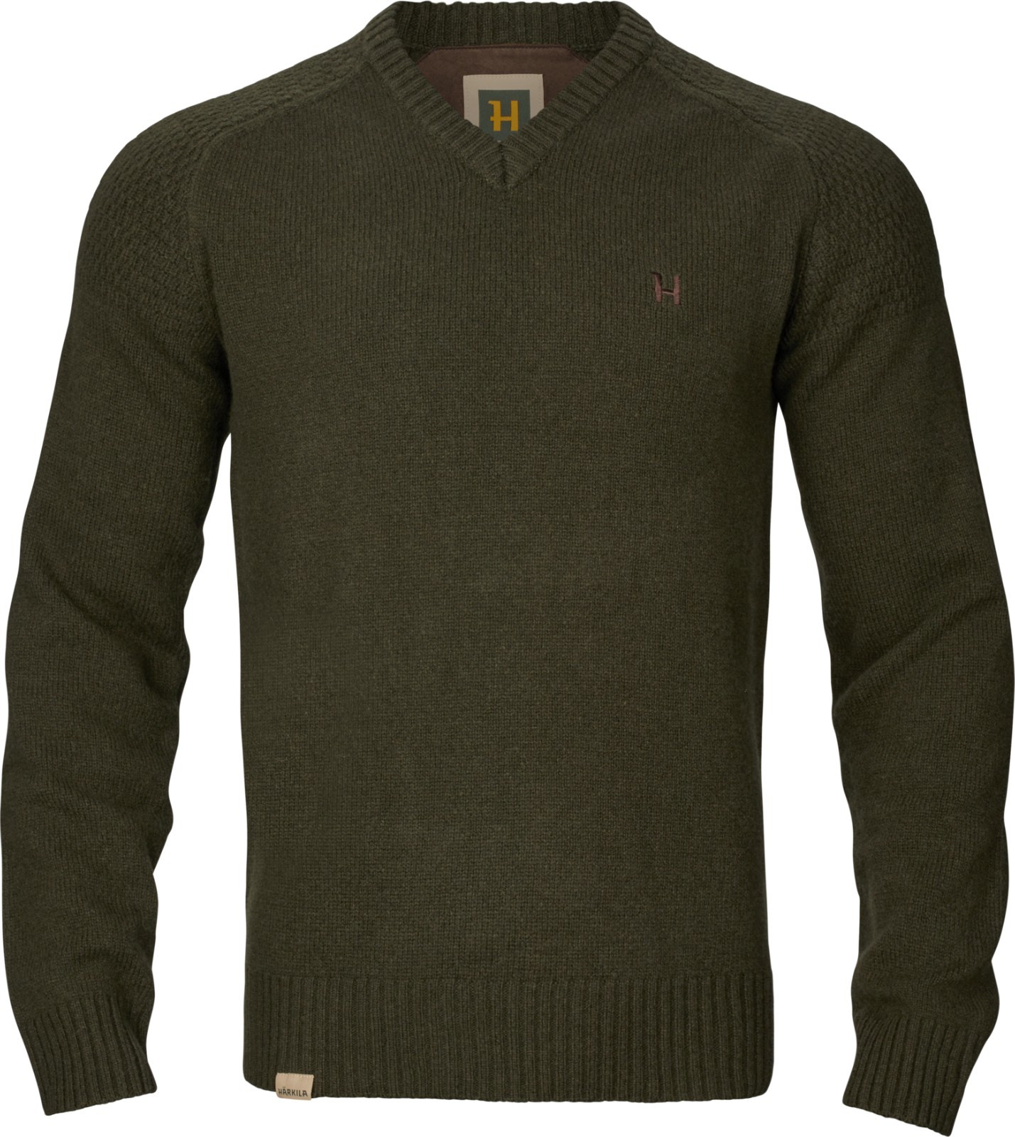 New! Härkila Pullover Vincent Merino V-Neck - Demitesse Brown