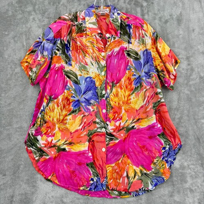 #ad Vintage Express Blouse Womens XS Floral Button Floral Watercolor Cottage Relaxed $24.99