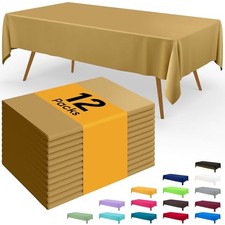 Disposable Table Cloth - 12 Pack, 54 x 108 Inch 54" x 108" - 12 Packs Gold