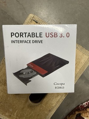 Cocopa ECD813 Portable USB 3.0 External CD DVD Drive Black for PC Mac Laptop