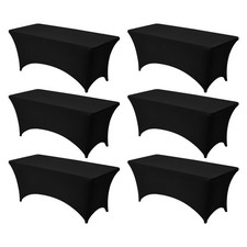 6 Pack Table Cloth for 6FT Rectangular Fitted Events, Wrinkle-Resistant Stretch