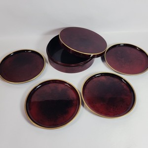 Vintage Otagiri Lacquerware Coaster Set 'Burgundy' Box with 4 Coasters