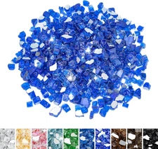 20 Pounds Cobalt Blue Reflective Fire Glass, 1/2 Inch High Luster Tempered Glass
