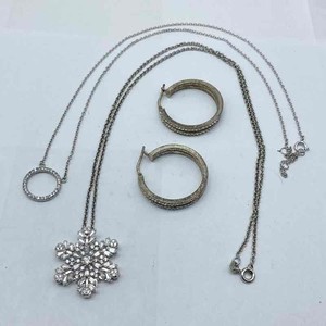 Hallmark Sterling Silver 925 CZ Snowflake & Circle Necklace Earring Jewelry Set