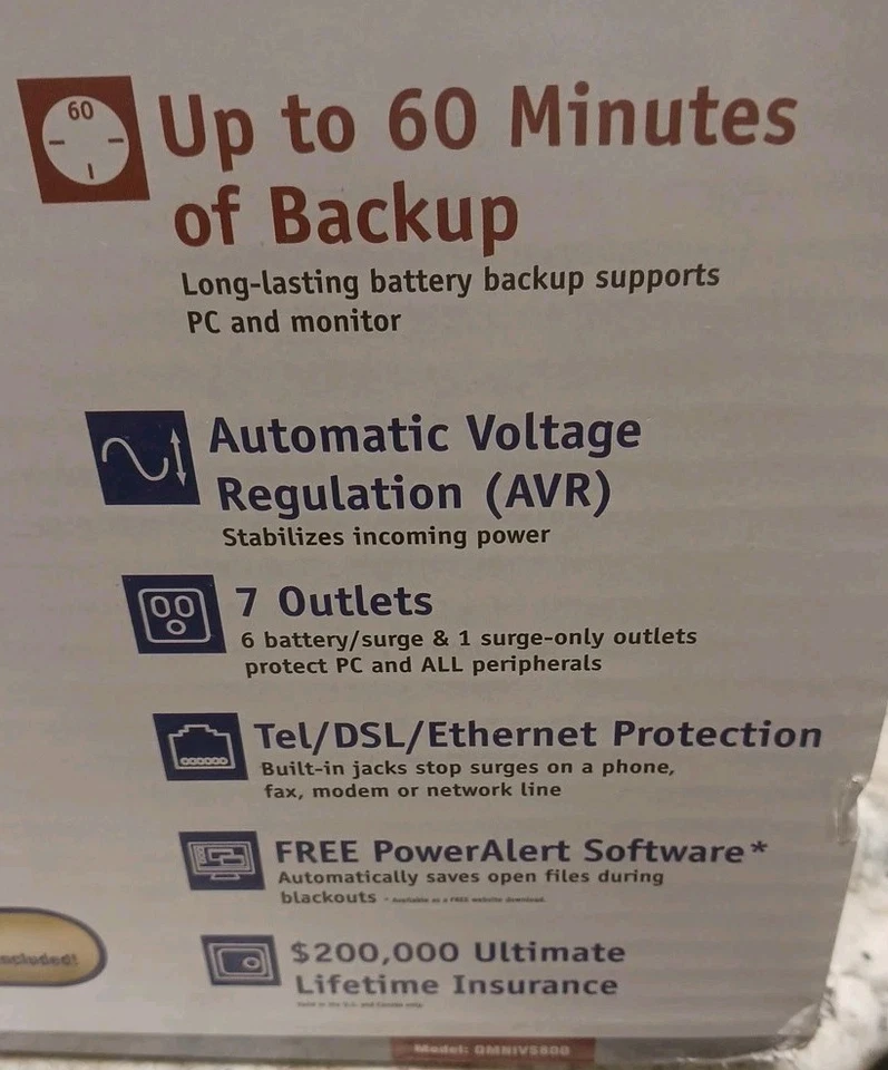 Tripp Lite Omni Vs 800 Va Wall-mountable Tower Ups - 800va/475w - 6 Minute Full - Image 3 of 3
