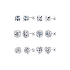 Stud Earrings for Women - Hypoallergenic Silver Flat Back Studs Earrings for ...