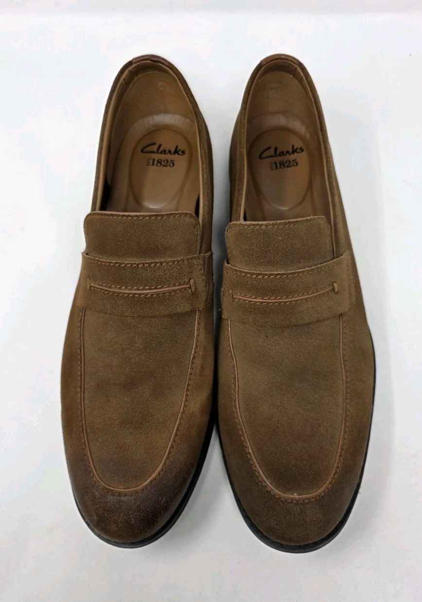 Clarks mens HAWKLEY Mens Nubuck slip on loafers Size 13 Leather 