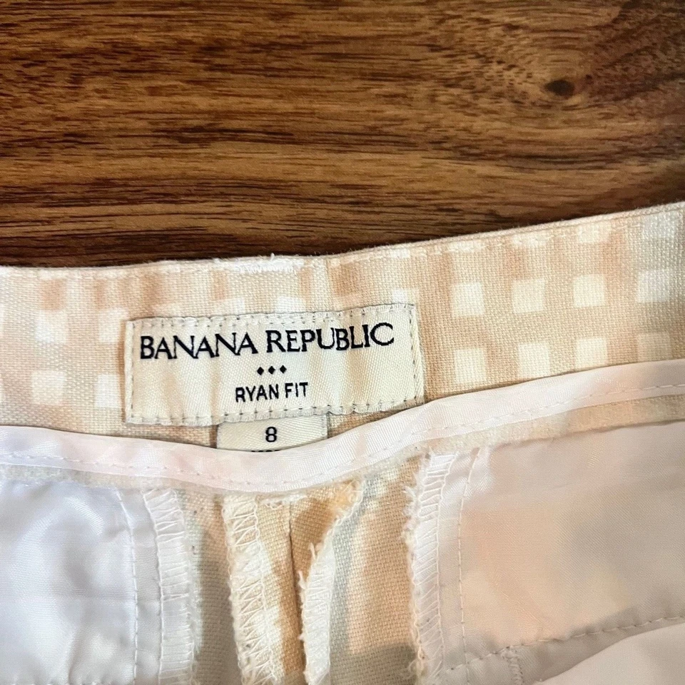 Pantalones Cortos Banana Republic Ryan Fit Para Mujer Talla 8 Tostado/Blanco Informal Verano Algodón Foto 2 de 4