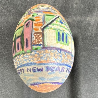 Handmade Hand-Painted New Year 1990 Decorative Egg - Judy Perry