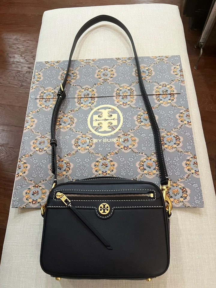 Tory Burch T Monogram 皮革相机包 午夜 海军蓝 斜挎包/可拆卸 — 第 2/4 张图片
