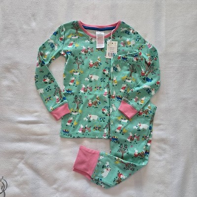 4-5Y Mini Boden Girls Snug Long John Pajamas, Farm Animals/Garden