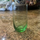1 Vintage Anchor Hocking Green Juice Glass 5" High. Uranium Glow!