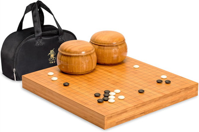 Bamboo 2-Inch Reversible 19X19 / 13X13 Go Game Set Board with 9.2Mm Double Conve