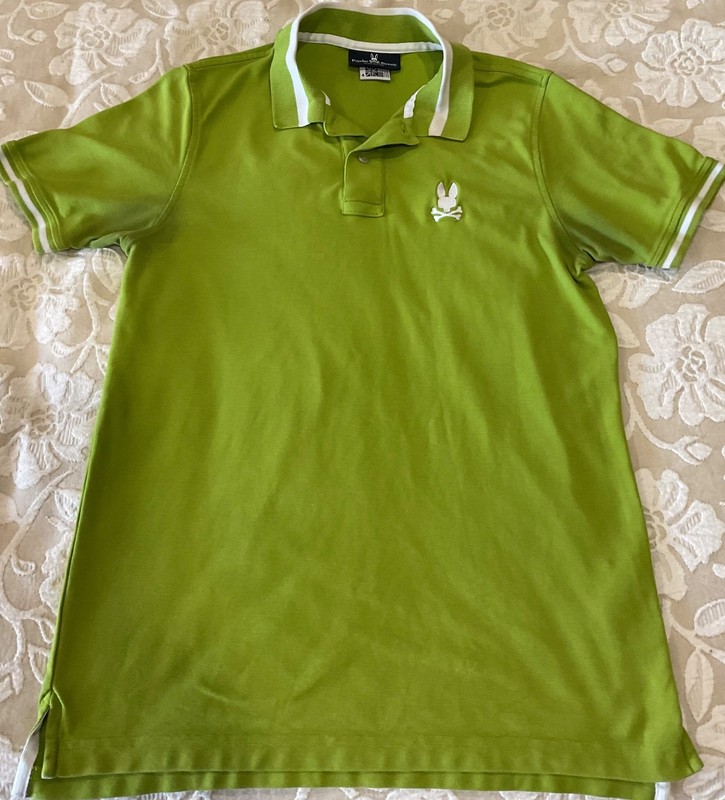 PSYCHO BUNNY mens POLO Sz 4 Peruvian cotton, Lime Green!