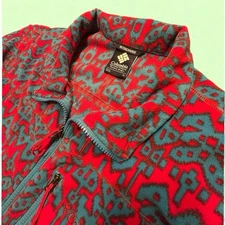 Columbia Men’s XL Interchange Fleece Jacket Red Blue Aztec Print Full Zip