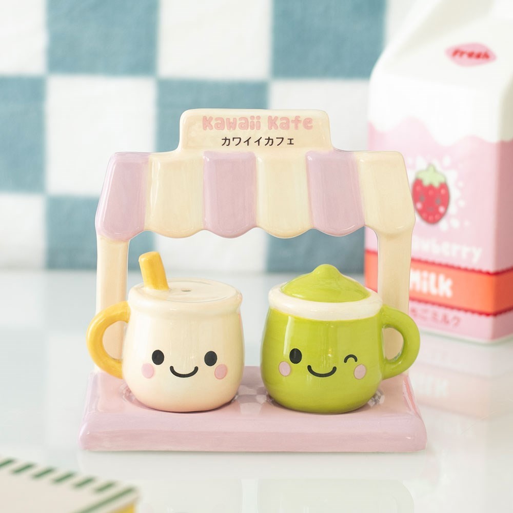 Coctelera y soporte para olla de sal y pimienta Kawaii Kafe cultura pop japonesa en caja