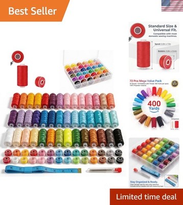 Sewing Thread Kit with Prewound Bobbins, 72PCS 36 Colors Polyester Thread Set...