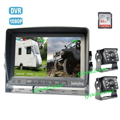 2x AHD 1080P BACKUP CAMERA SYSTEM +7 INCH IPS REAR VIEW DVR MONITOR FOR RV TRUCK