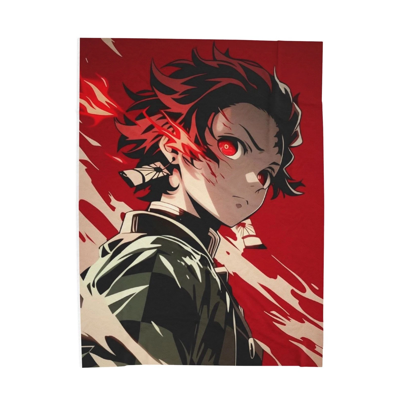 Anime demon tanjiror Eyes Looking Fleece Blanket