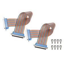 2 PCS IDC Rainbow Wire Flat Ribbon Cable DB37 Male To Female 11.8 Inch 2.54mm