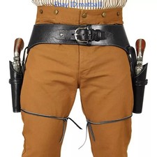 New Medieval Renaissance Cowboy Dual Gun Belt Revolver Holster Cosplay Prop