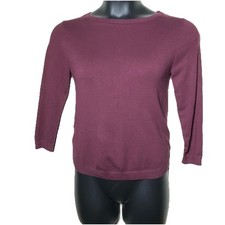 Ann Taylor Burgundy Size Small Silk Cotton Pullover Sweater Button Back