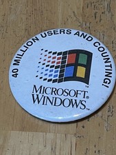 Vintage Microsoft Windows Computer Advertising 2" Button Pin - 40 Million Users