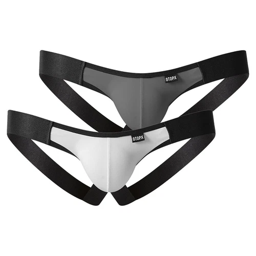 Sexy Jockmail Mens Black Faux Leather Jockstrap Underwear Jock Strap Briefs - Picture 3 of 16