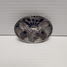 Bergamot Vintage American Flags  Eagle Belt Buckle T-256 3D Pewter