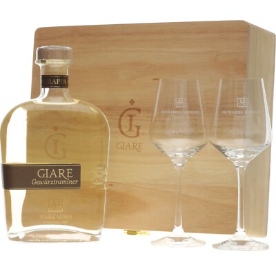 Marzadro Le Giare Gewürztraminer Geschenkset mit 2 Gläsern 0,7 Liter 41 % Vol.