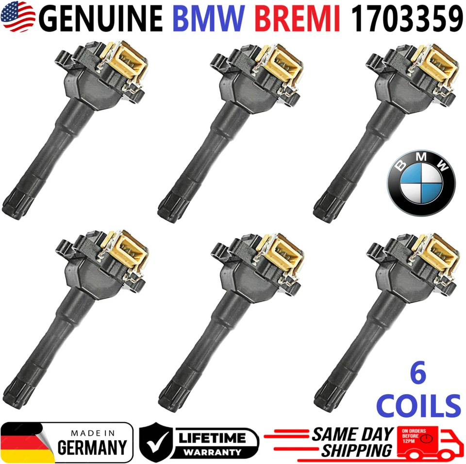 GENUINE BMW x6 Ignition Coils For 1991-1995 BMW 2.0L 2.5L 3.0L 4.0L, 1703359 - Image 2 of 4