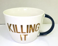 KILLING IT Coffee Mug Soup Cup Slant Collections Metallic Gold Print 26 oz