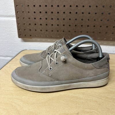 Ecco Aimee Nautical Gray Sneaker Womens Shoes Size 39 Leather US