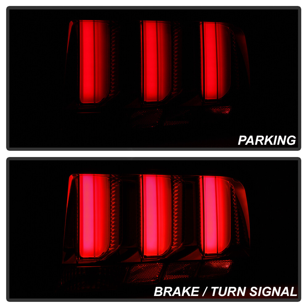 OEMASSIVE Black Tail Lights With White LED Tube & Sequential Signal For 2005-2009 Ford Mustang