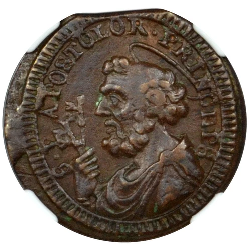 Papal States (SAN SEVERINO) Emergency 2-1/2 Baiocchi 1797 NGC XF45 BN St.Peter