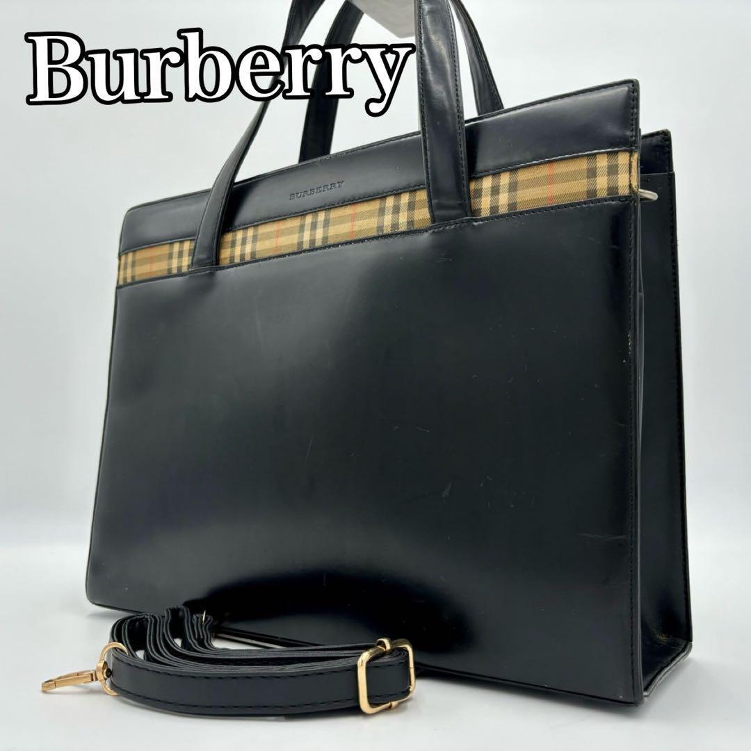 Burberry Shoulder Bag Nova Check Leather Black Authentic F10251682